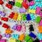 Rainbow Themed Colored Gummy Bear Charms with Gold Eyepins (10mm x 16mm)