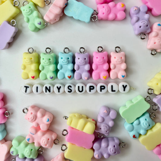 Marshmallow Gummy Bear Charm with Eye Pin (10mm x 17mm)