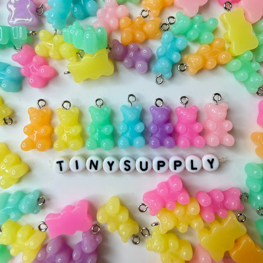 Muted Pastel Gummy Bear Charm with Eye Pin (10mm x 17mm)