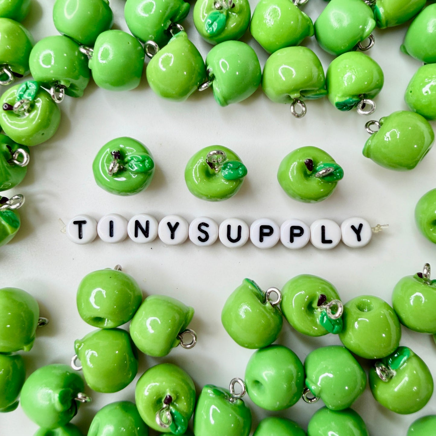 Resin Green Apple Fruit Charm (15mm x 12mm)