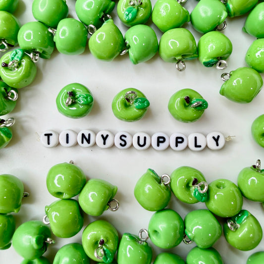 Resin Green Apple Fruit Charm (15mm x 12mm)
