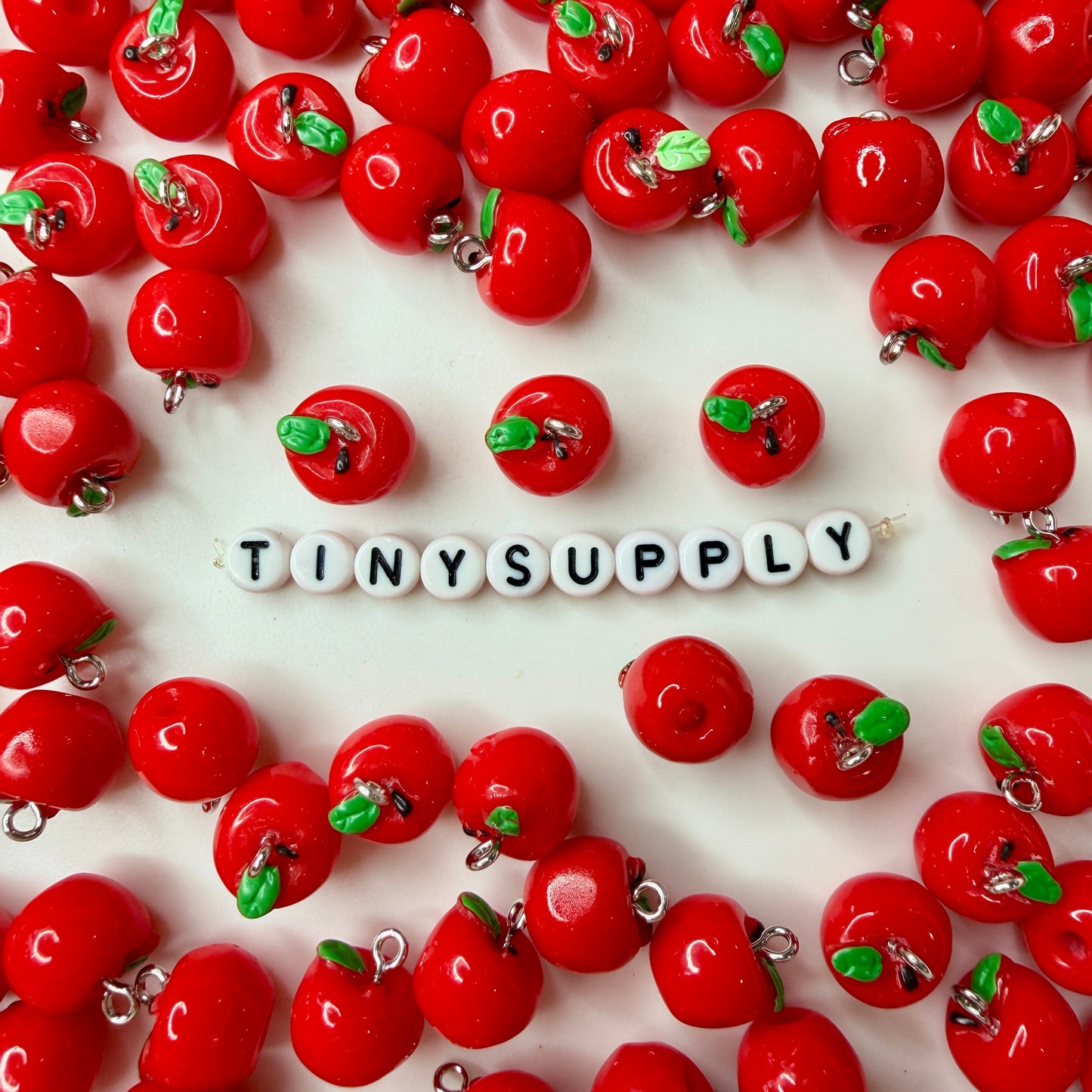 Resin Red Apple Fruit Charm (15mm x 12mm)