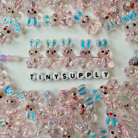 Chunky 25MM Clear/Pink Bunny Shaped Acrylic Spacer Beads
