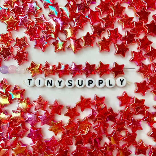 10MM AB Red Transparent Acrylic Star Spacer Beads