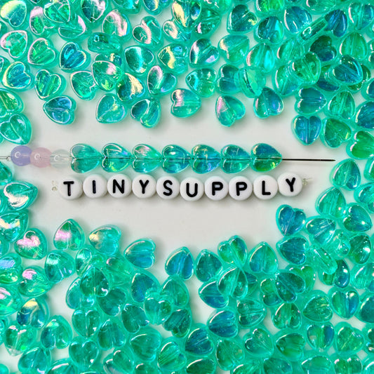 8MM AB Turquoise Transparent Acrylic Heart Spacer Beads with Vertical Hole