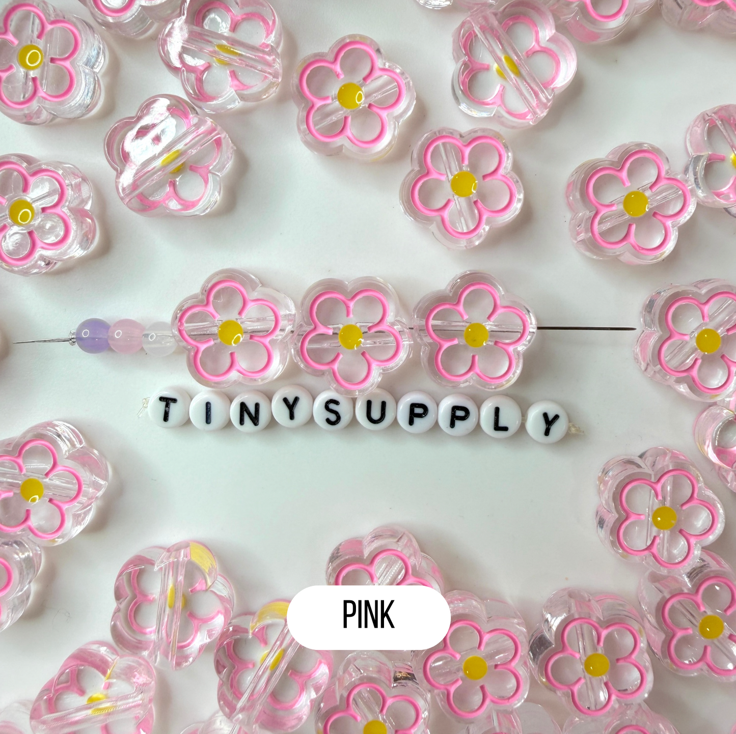 Chunky Flower Outline Enamel Acrylic Bead (19x19mm)