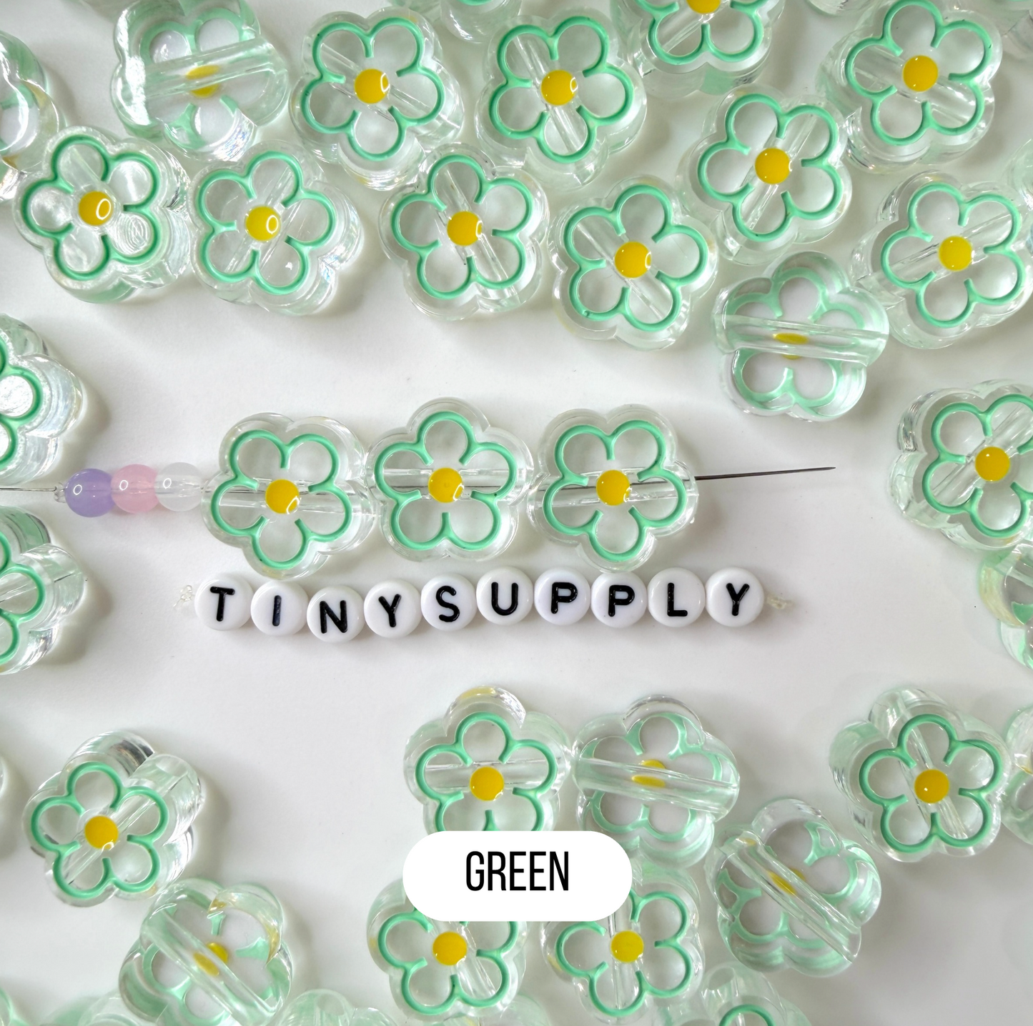 Chunky Flower Outline Enamel Acrylic Bead (19x19mm)
