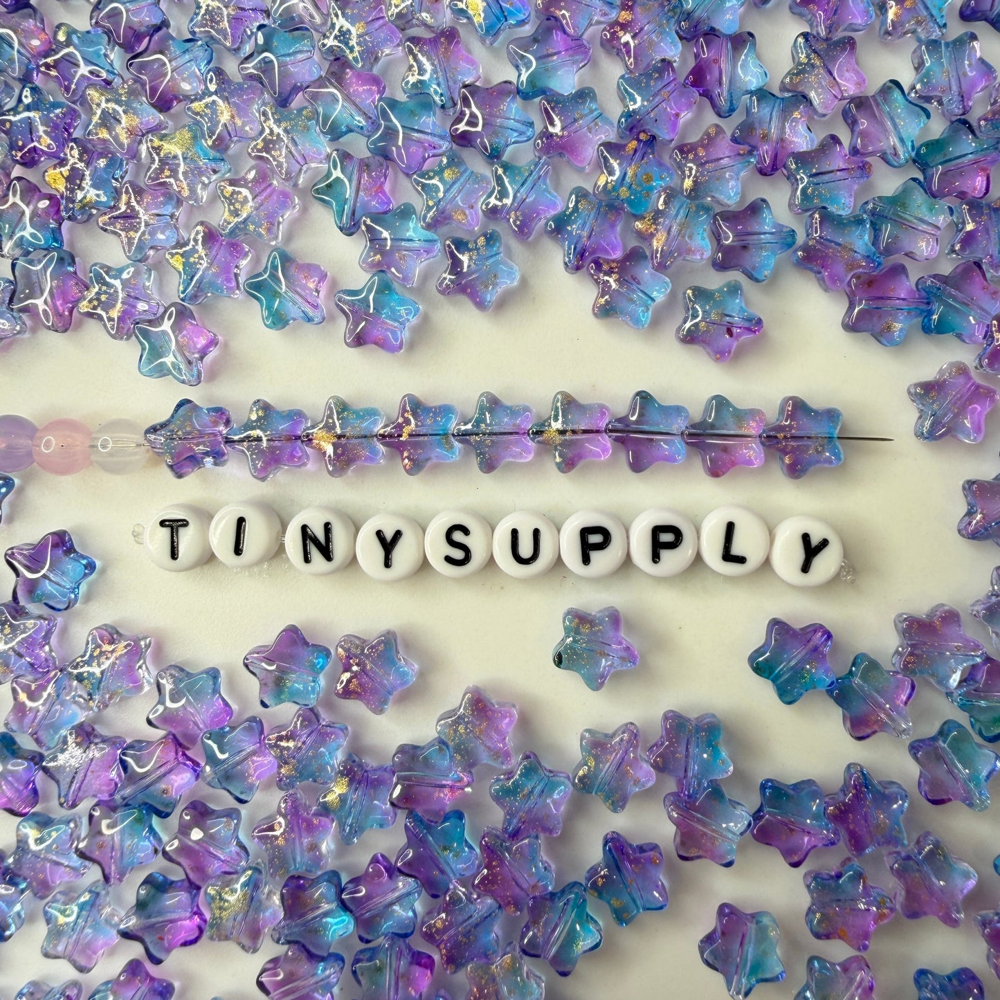 8MM Purple Galaxy, Gold Speckled Colored Glass Star Beads F04