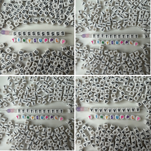 White CUBE Black Letter A-Z Alphabet Individual Beads (6MM)