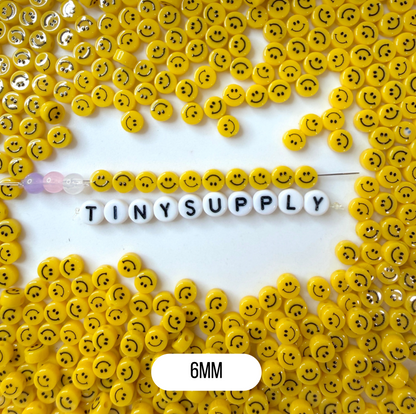 HORIZONTAL HOLE Yellow Flat Round Happy Face Beads (Multiple sizes)