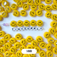 HORIZONTAL HOLE Yellow Flat Round Happy Face Beads (Multiple sizes)