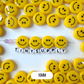 HORIZONTAL HOLE Yellow Flat Round Happy Face Beads (Multiple sizes)