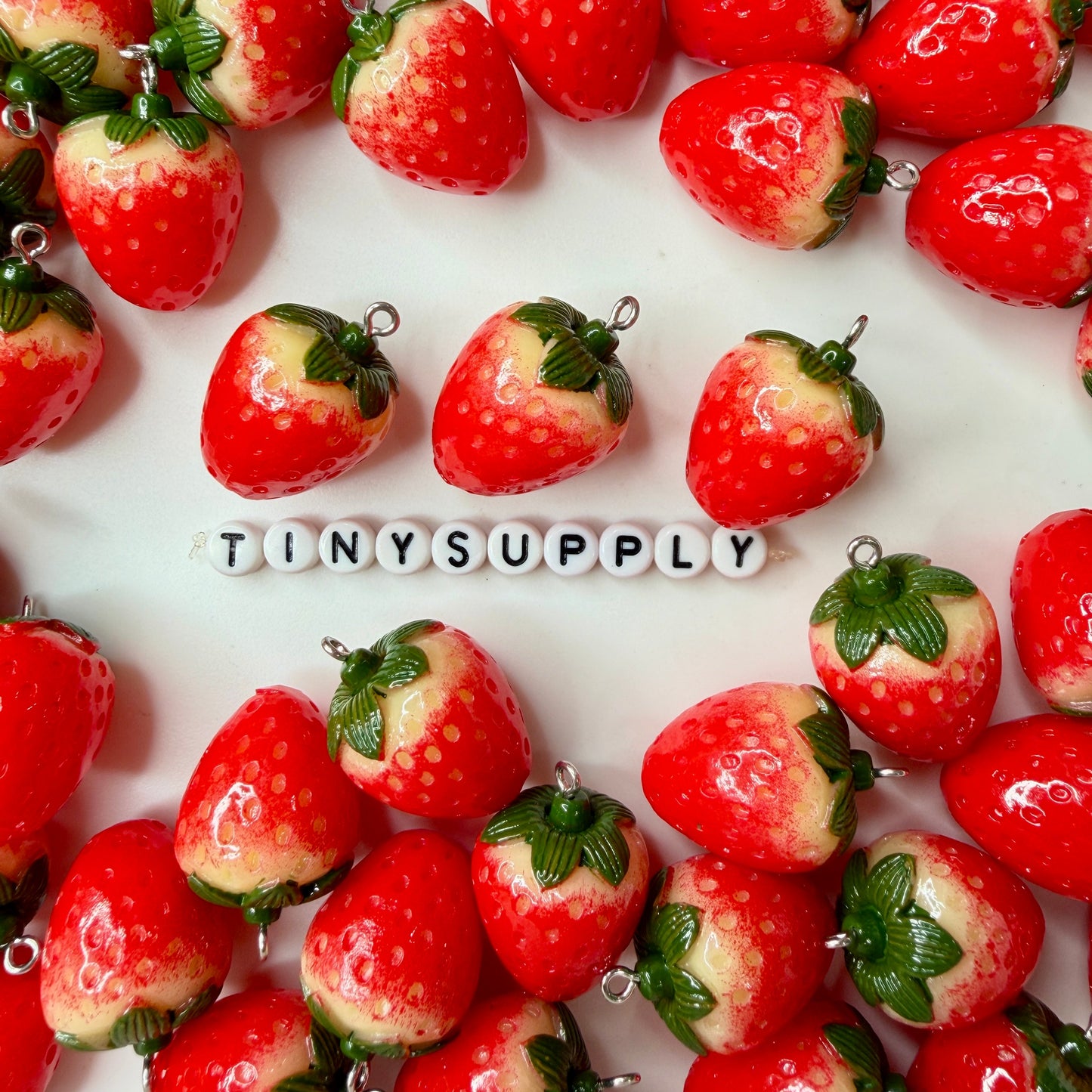 Resin Strawberry Charm (SM-23mm x 15mm, LG-28mm x 20mm)