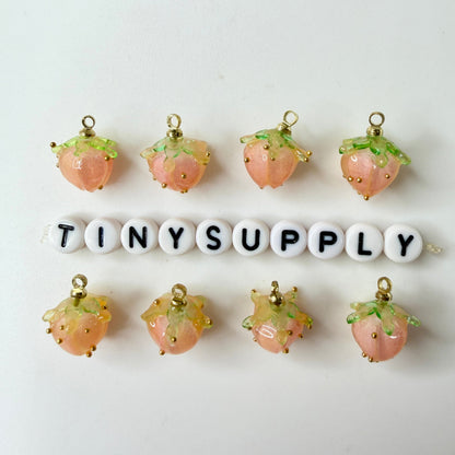 Resin Strawberry Flower Charms: Pink, Red, Blue, Orange, Hot Pink (15mm)
