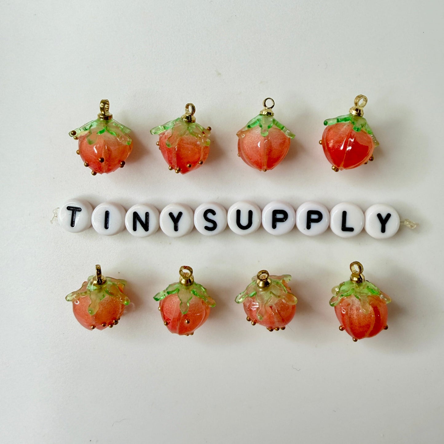 Resin Strawberry Flower Charms: Pink, Red, Blue, Orange, Hot Pink (15mm)