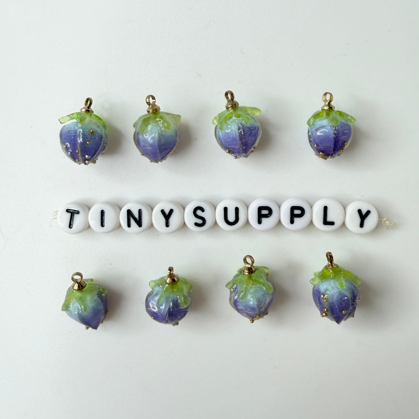 Resin Strawberry Flower Charms: Pink, Red, Blue, Orange, Hot Pink (15mm)