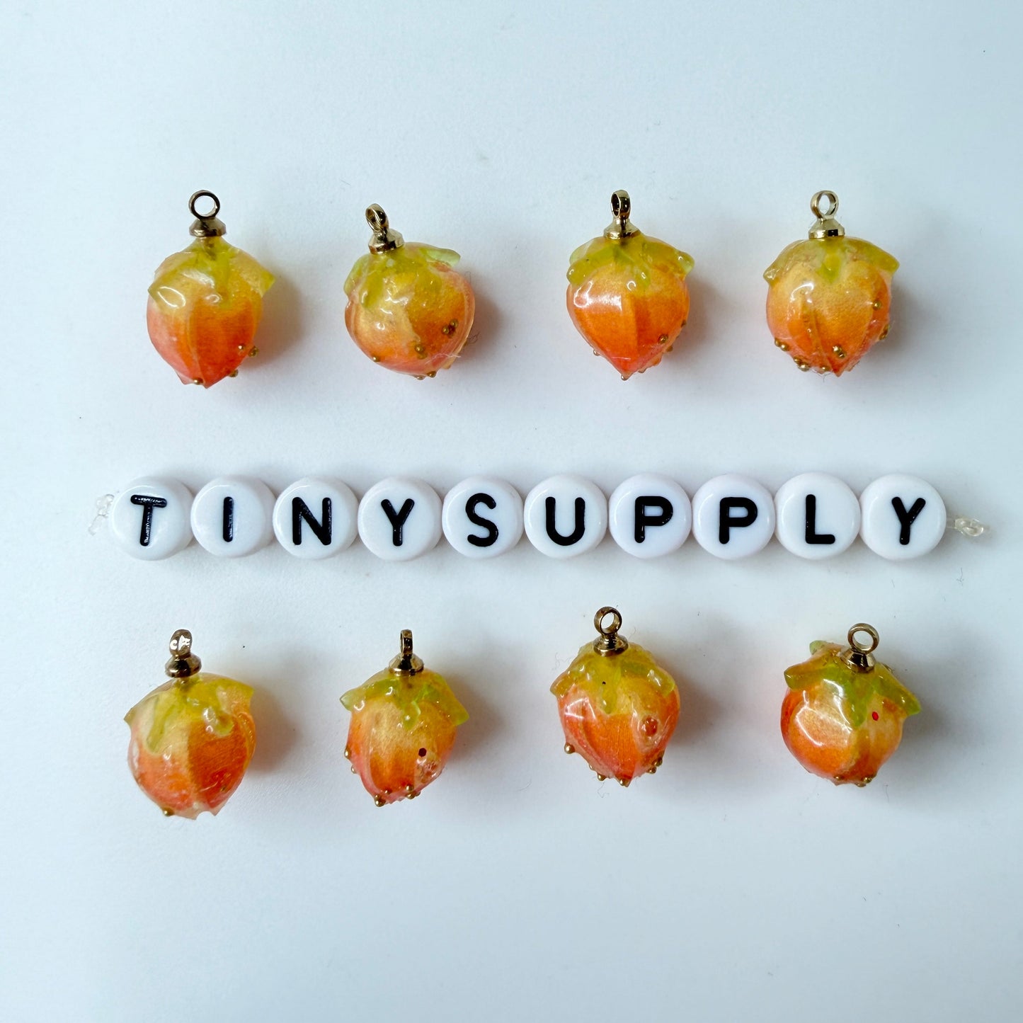 Resin Strawberry Flower Charms: Pink, Red, Blue, Orange, Hot Pink (15mm)