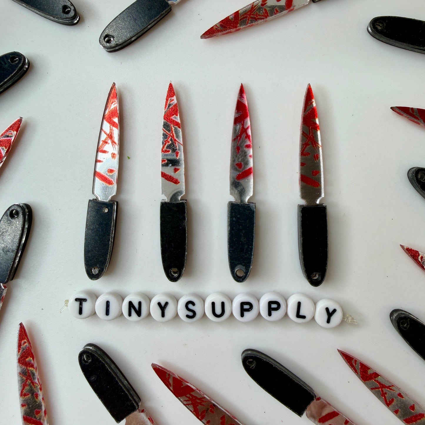 Fake Bloody Knife Charm, Halloween and Horror Themed Acrylic Charm