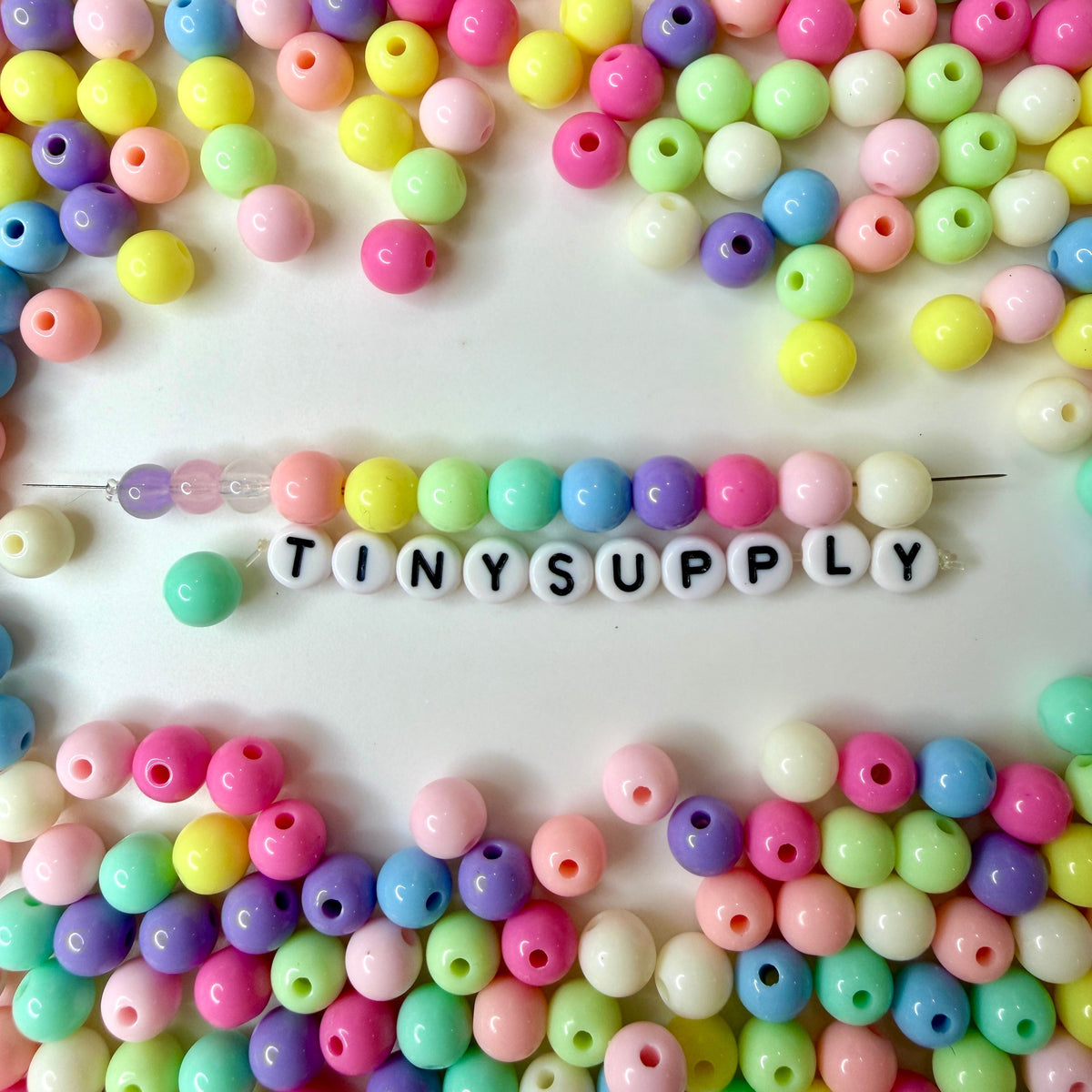 6MM/8MM Mix Solid Colored Acrylic Round Ball Beads