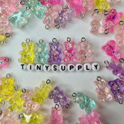 Glitter Gummy Bear Charm with Eye Pin (10mm x 16mm)
