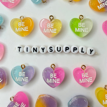 Be Mine Bright Colorful Valentine's Day Heart with Eye Pin Charm (18mm x 11mm)