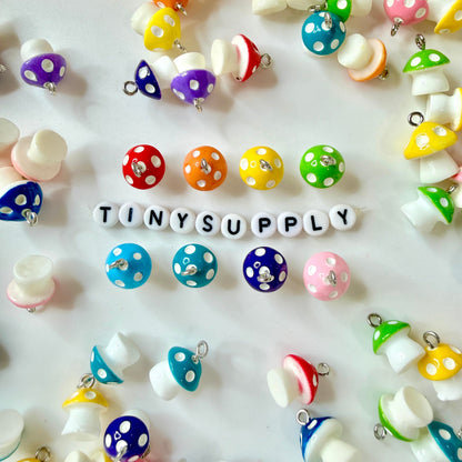 Mixed Color Mushroom Charms (15mm x 13mm)