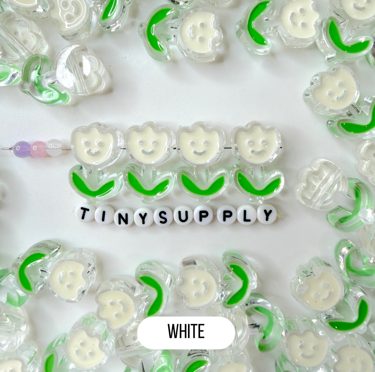 Chunky Transparent Happy Flower Acrylic Bead (24.5mmx20mm)