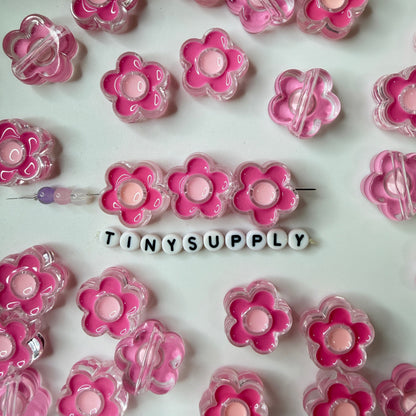 Chunky Flower Enamel Acrylic Bead (18x24mm)