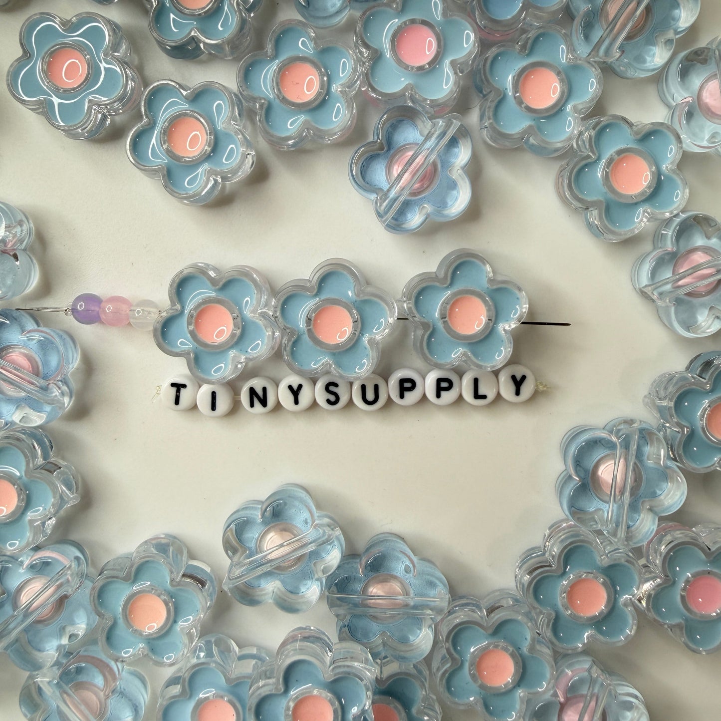 Chunky Flower Enamel Acrylic Bead (18x24mm)