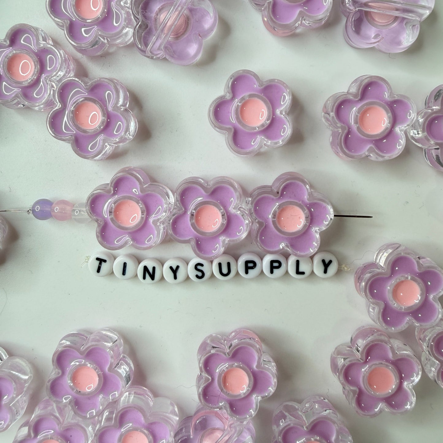 Chunky Flower Enamel Acrylic Bead (18x24mm)