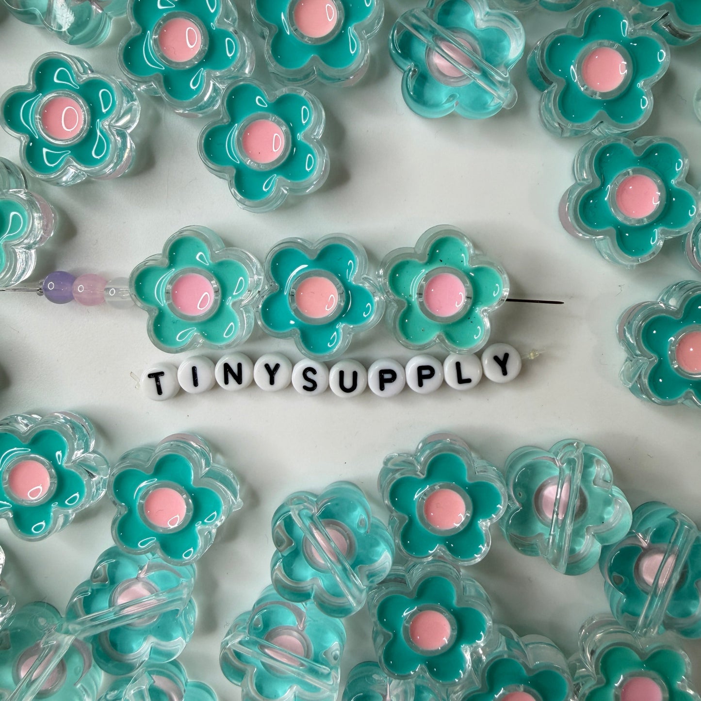 Chunky Flower Enamel Acrylic Bead (18x24mm)
