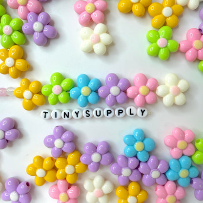 Chunky 19MM x 20MM Solid/Transparent Glitter Puffy Flower Acrylic Beads