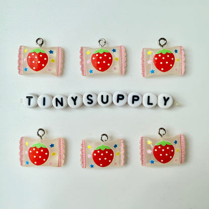 13MM x 20MM Transparent Matte Carrot, Strawberry, Bunny Wrapped Candy Charm