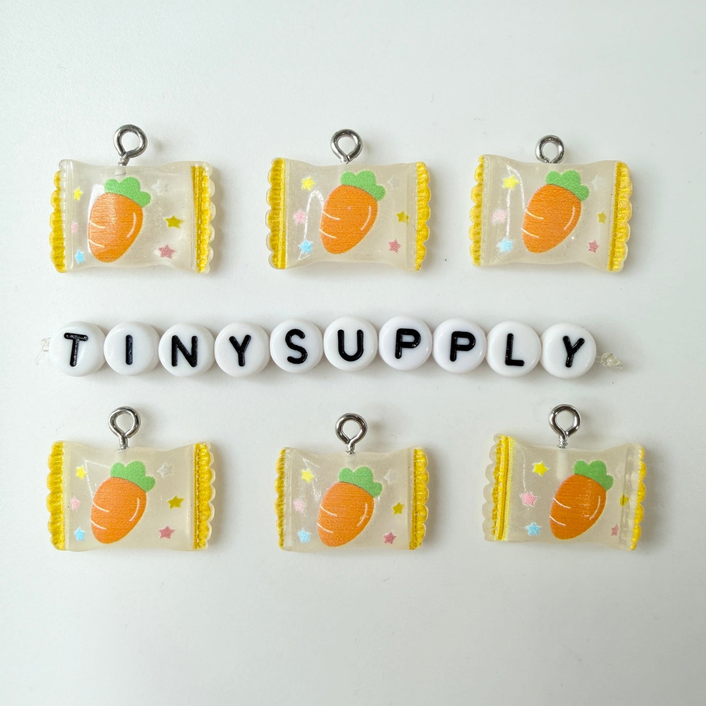 13MM x 20MM Transparent Matte Carrot, Strawberry, Bunny Wrapped Candy Charm