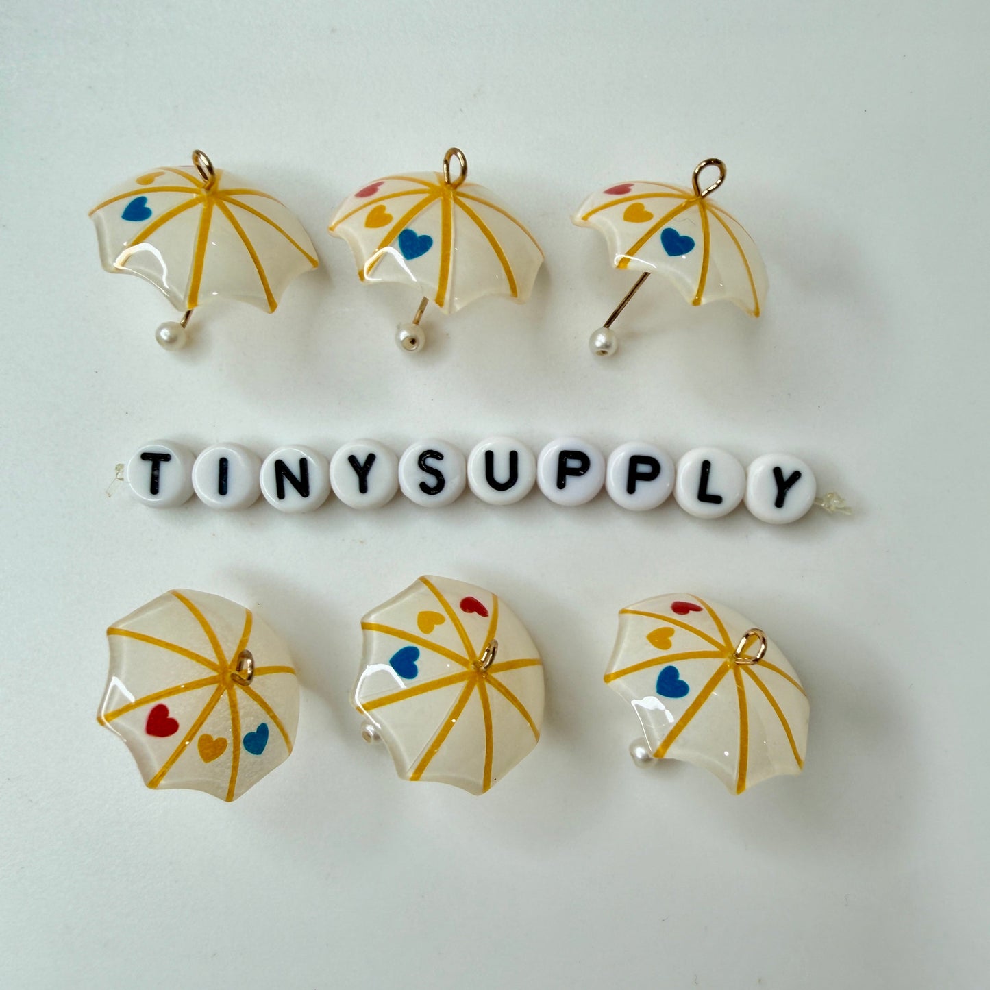 22MM Rainbow, Dots, Hearts, Resin Umbrella Charm