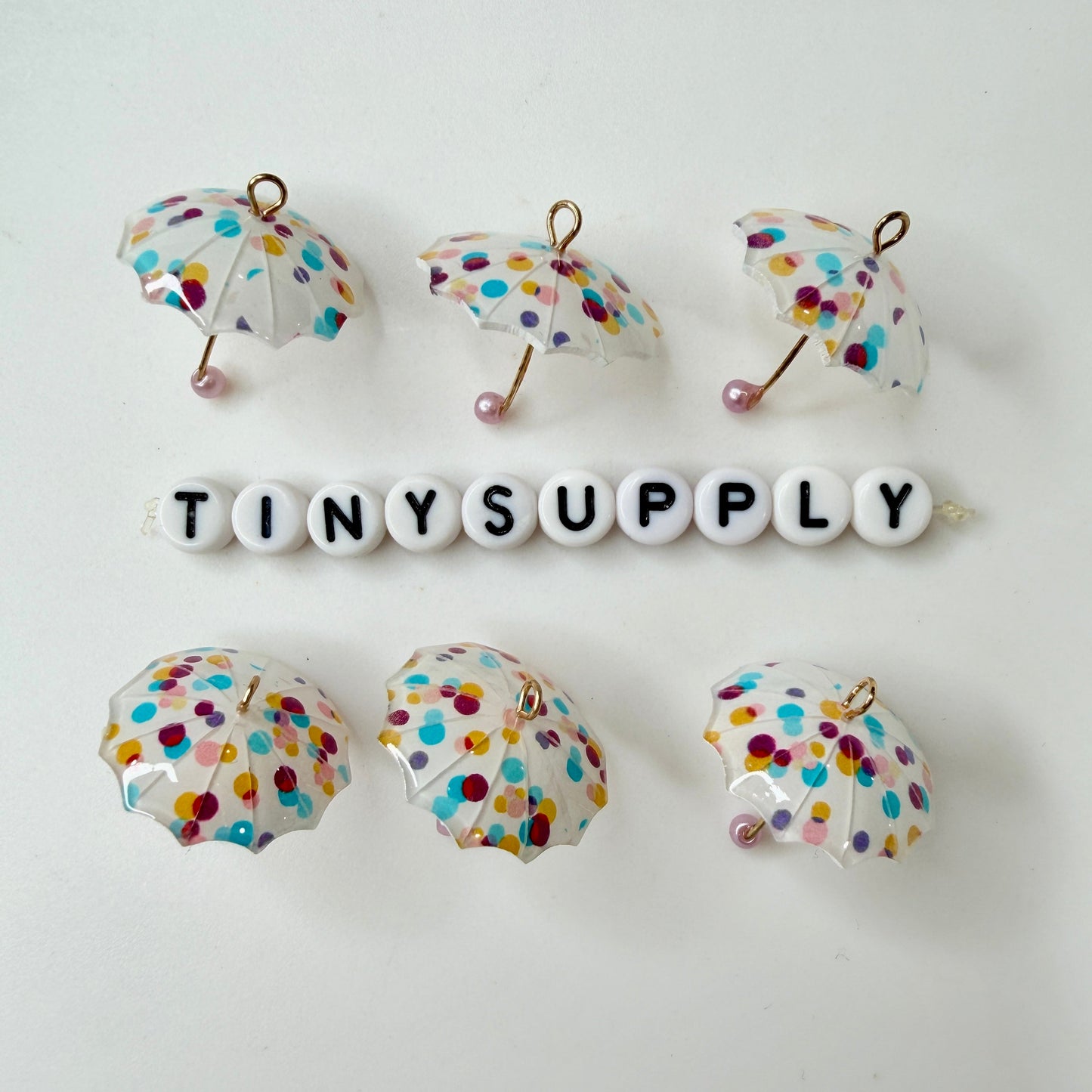 22MM Rainbow, Dots, Hearts, Resin Umbrella Charm