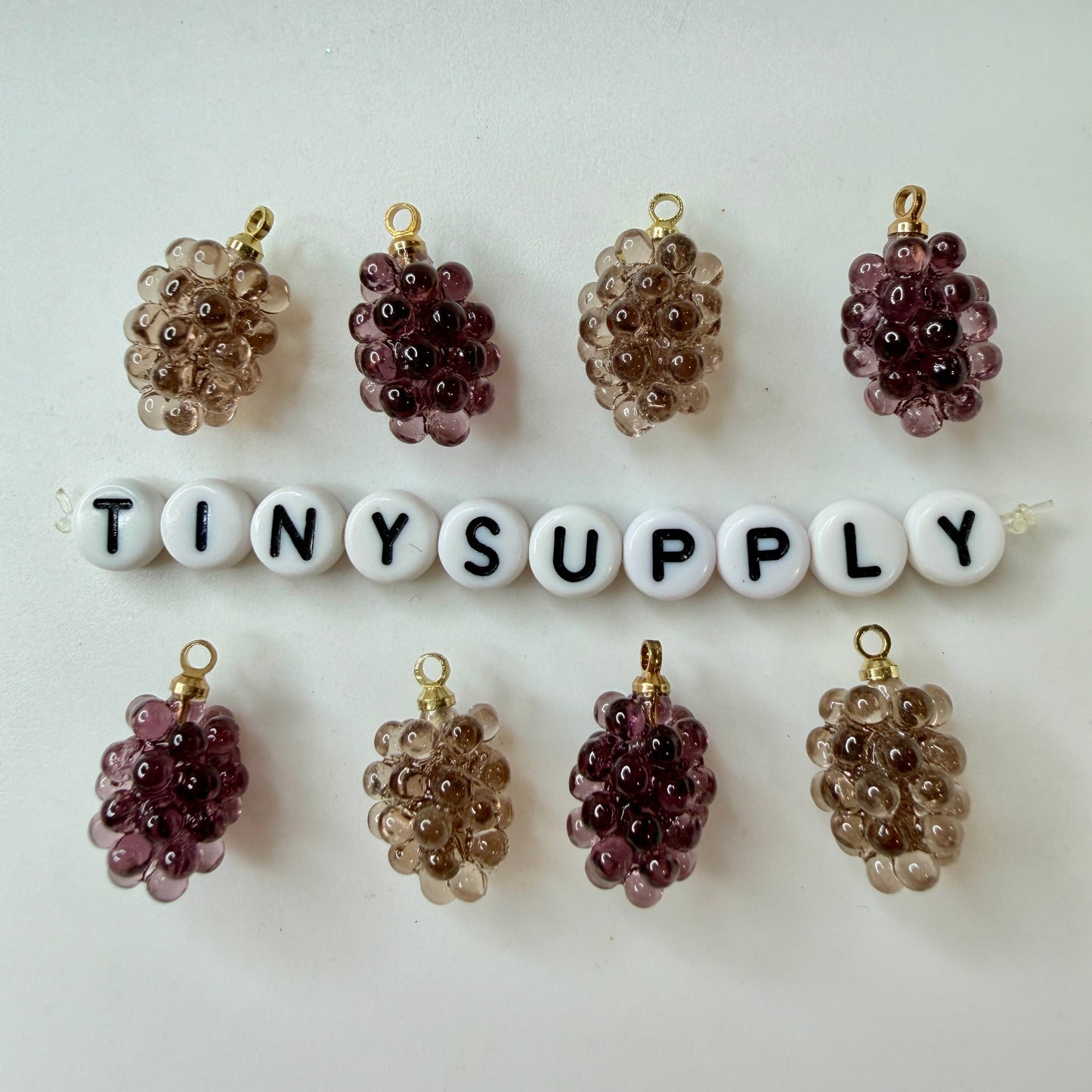Red Pomegranate, Green Purple Grapes Resin Charms