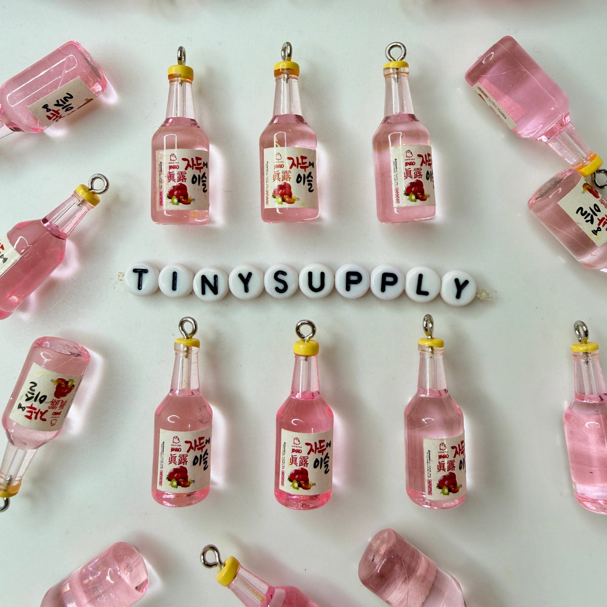 Wide Korean Alcohol Soju Beer Bottle Charm (10mm x 34mm)