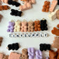 Neutral Colored Velvet Gummy Bear Charms with Eye Pins (12mm x 18mm)