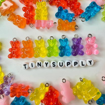 Colorful Gummy Bear Charm with Eye Pin (10mm x 16mm)