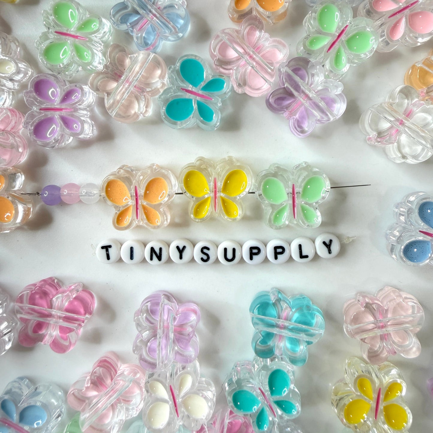 Chunky Rainbow Butterfly Enamel Acrylic Bead (20.7x18mm)