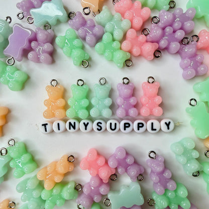 Pale Pastel Gummy Bear Charm with Eye Pins (10mm x 16mm)