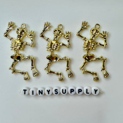 Dancing Skeleton Enamel Charm, Halloween Themed Charms (53mm x 36mm)