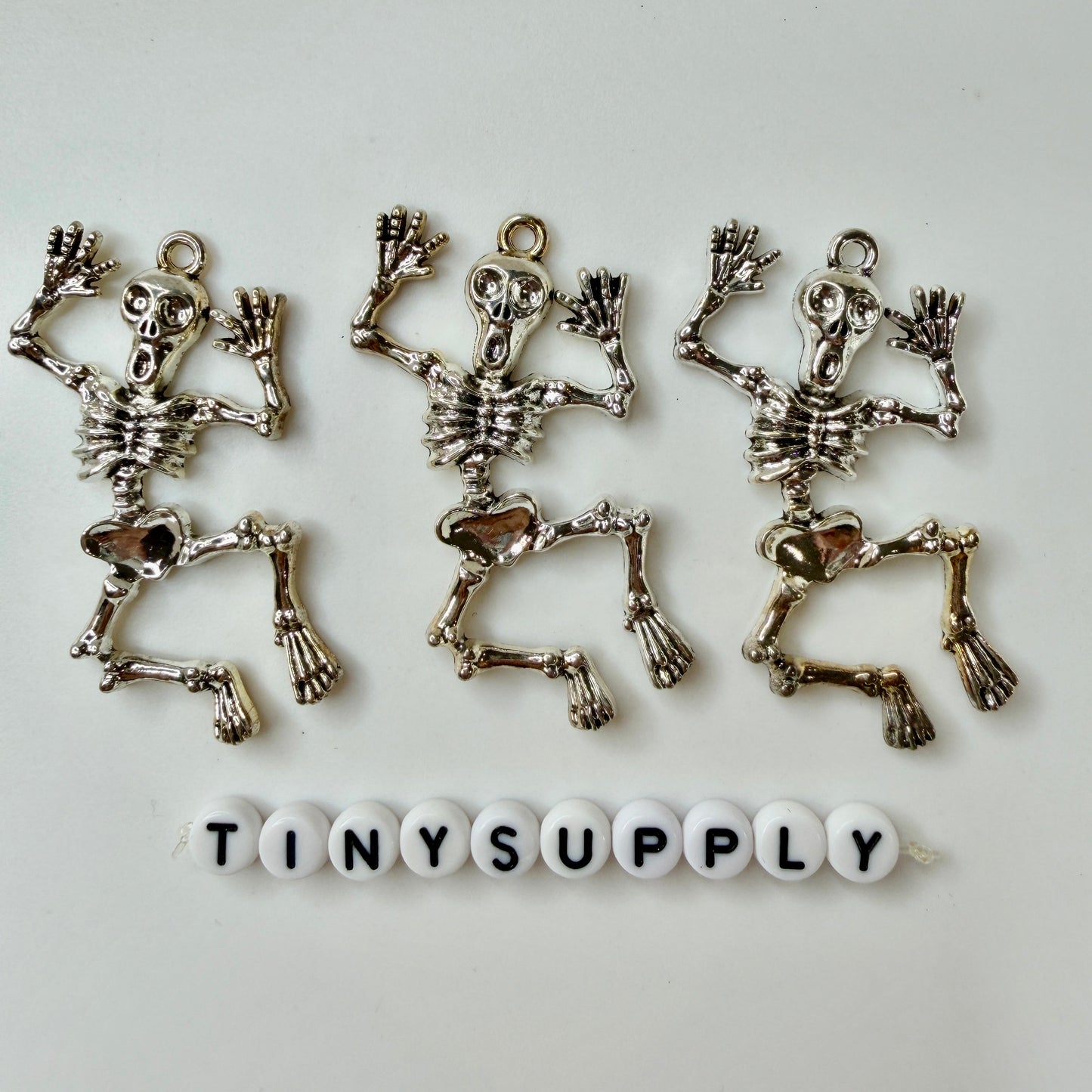 Dancing Skeleton Enamel Charm, Halloween Themed Charms (53mm x 36mm)