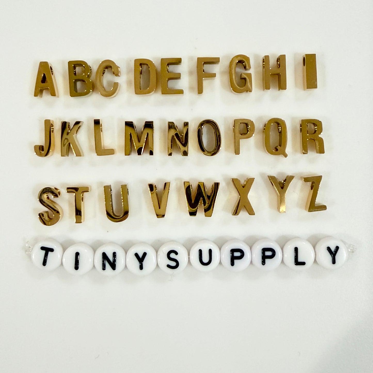 Gold Stainless Steel Individual Letter Charms (8x3mm)