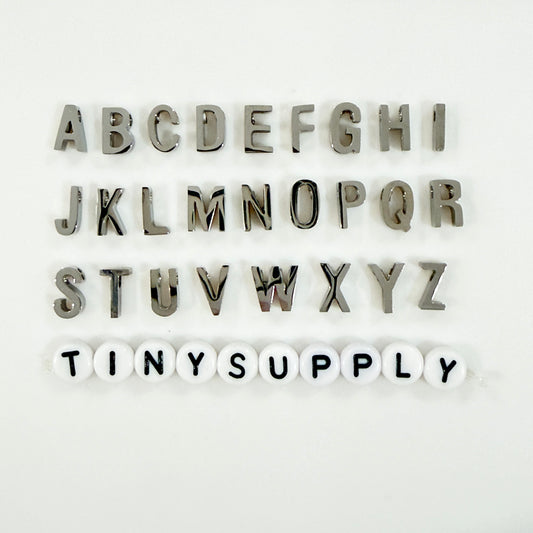 Silver Stainless Steel Individual Letter Charms (8x3mm)