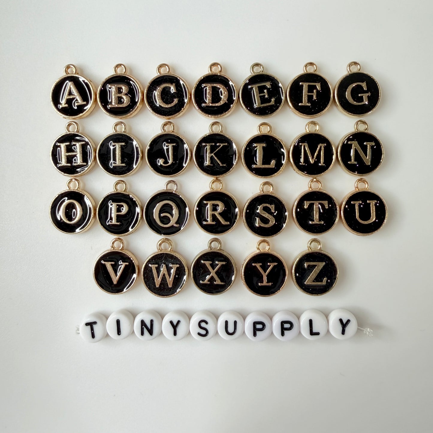 A-Z Individual Black Color Oil Drop Metal letters (12x14mm)