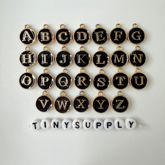 A-Z Individual Black Color Oil Drop Metal letters (12x14mm)