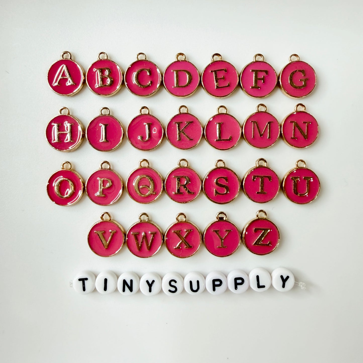 A-Z Individual Rose Red Color Oil Drop Metal Letters (12x14mm)