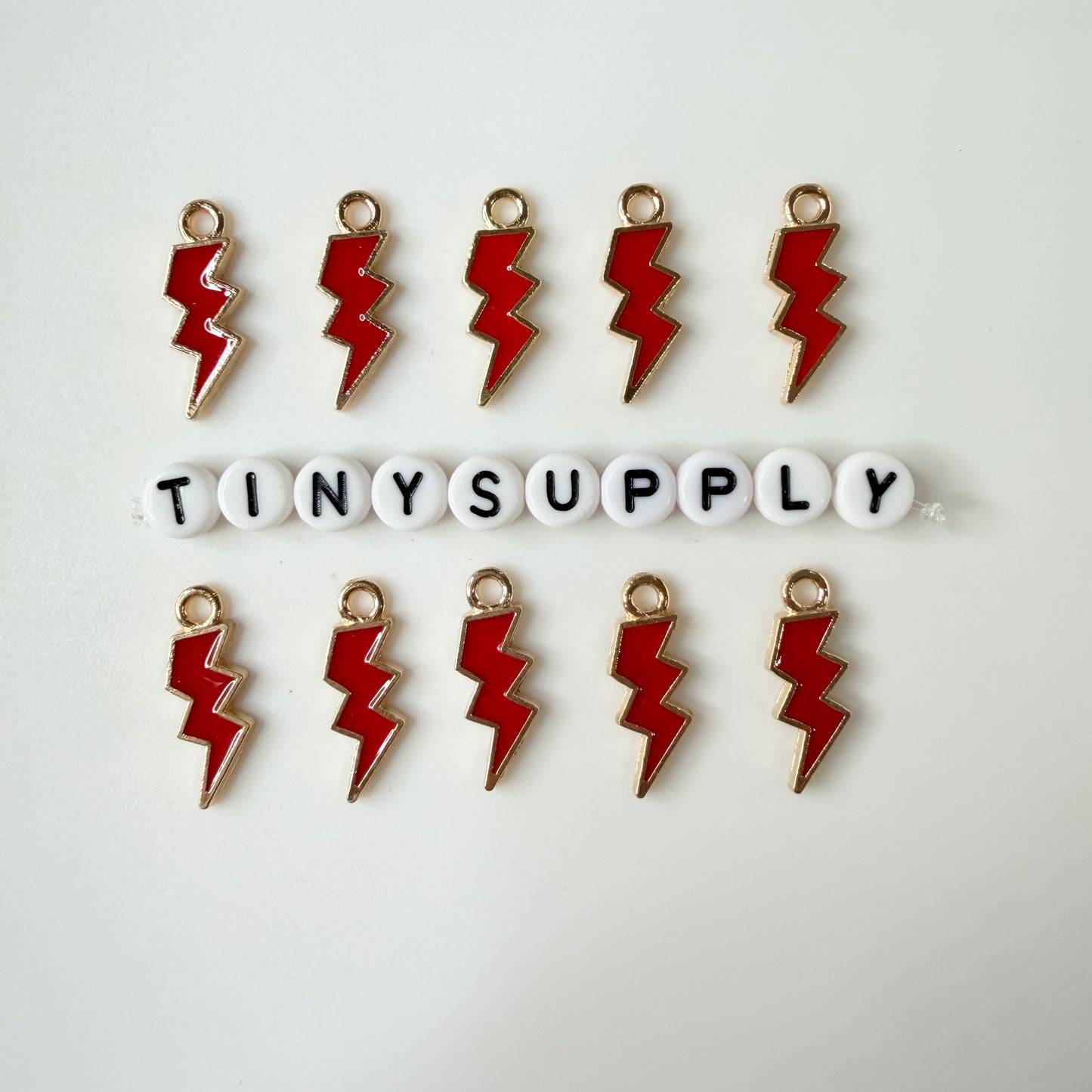 Lightning Bolt Enamel Zinc Alloy Charm (21mm x 7mm, Hole: 2mm)